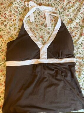 Tommy Bahama Brown and White Halter Tank Top